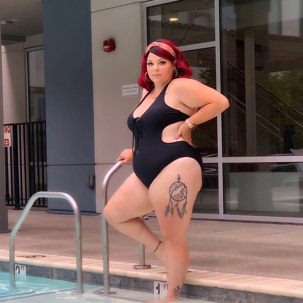 Black One-Piece Swimsuit with Side Cutouts